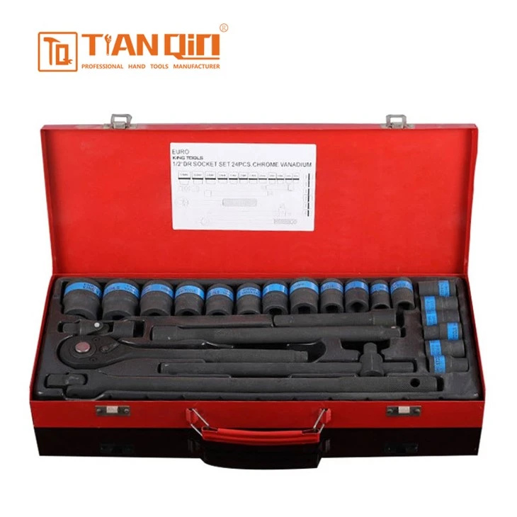 24 Pcs Phosphating Socket Set(Tin Box Packaging)(Blue Stripe)